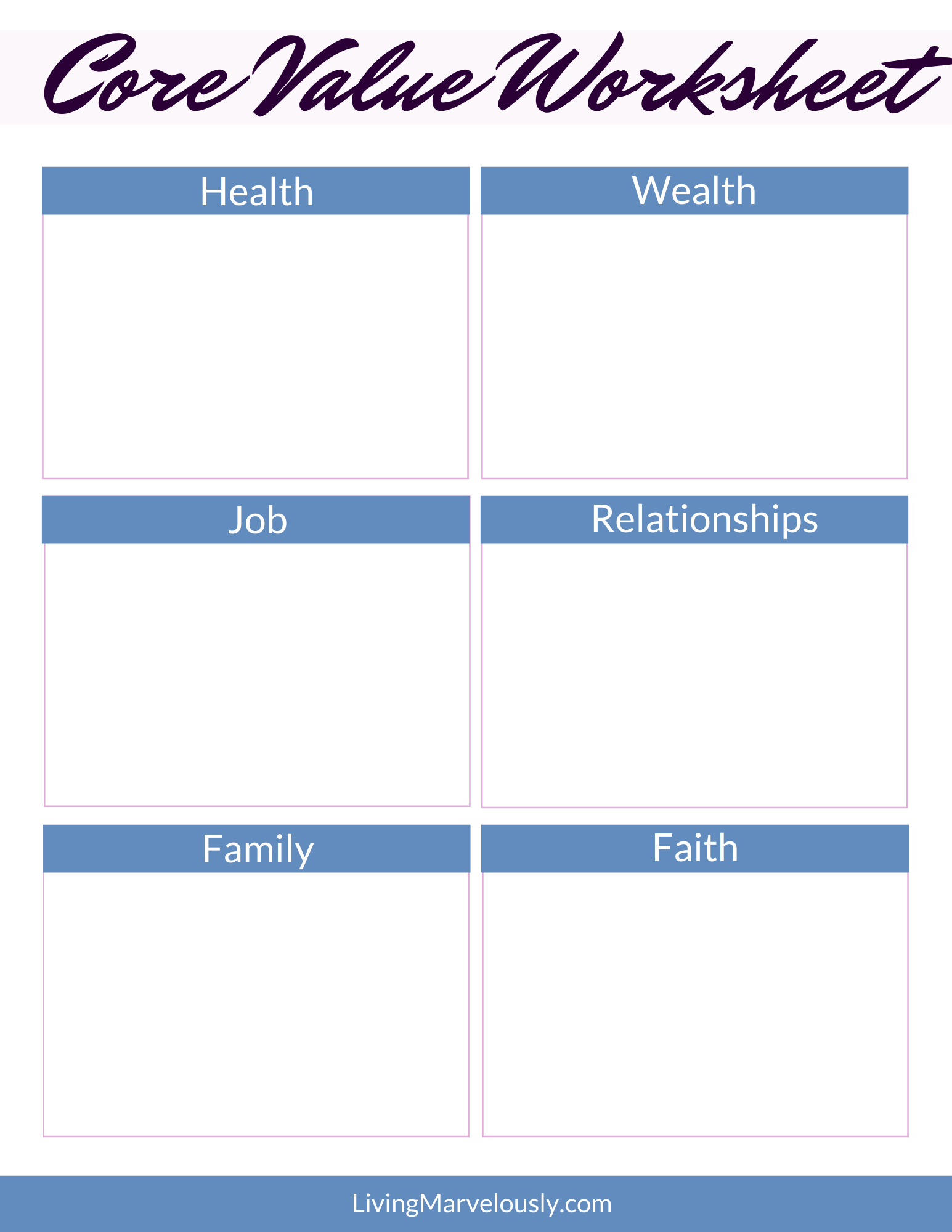 Hierarchy Of Values Worksheet